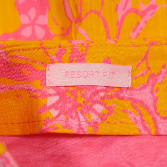 Lilly Pulitzer Resort Fit Capri Pants Womens 12 Pink Orange Floral Elephant New - Picture 5 of 8